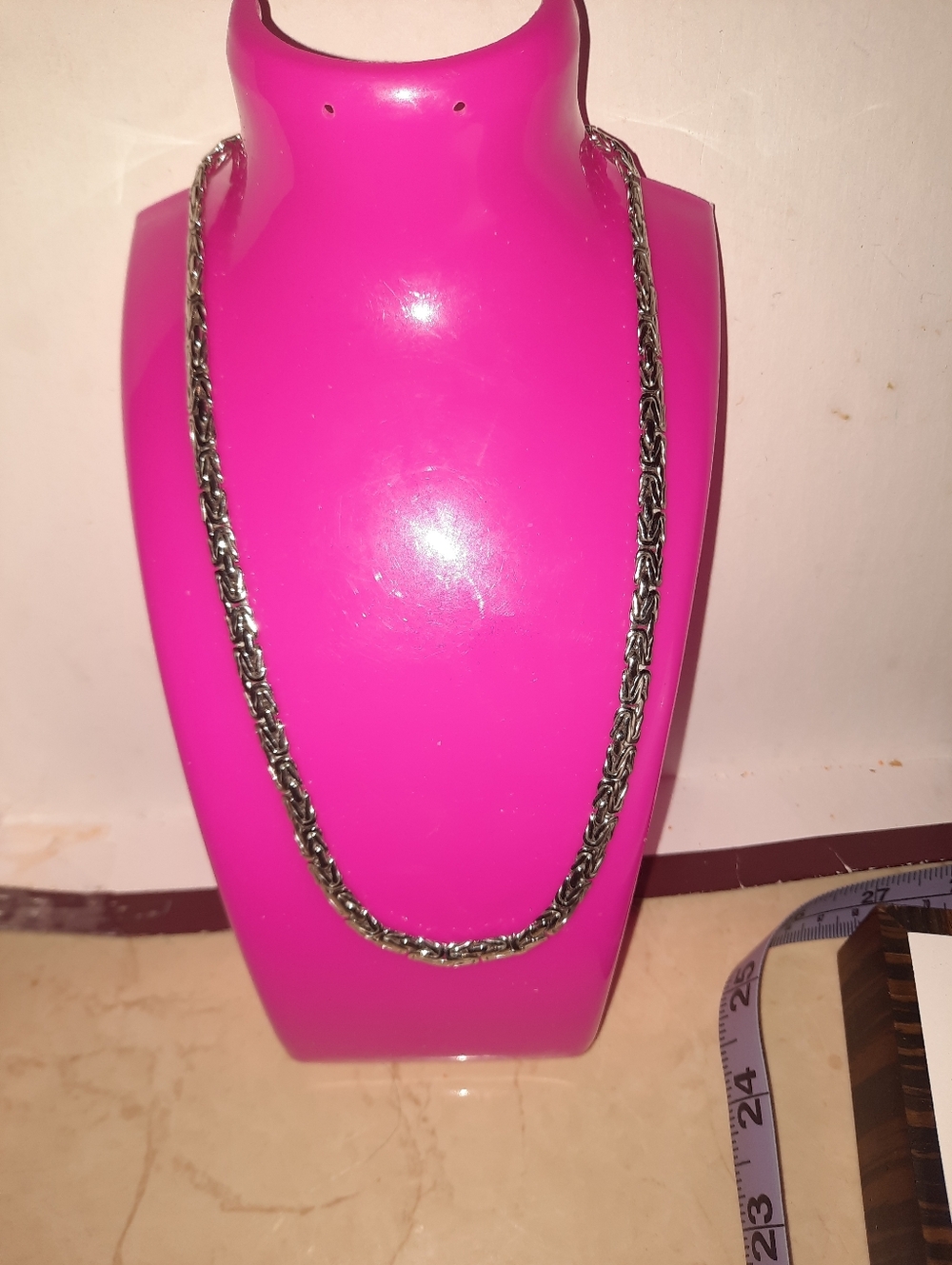 New AUTHENTIC GENUINE PLATINUM STERLING SILVER CHUNKY WIDE BYZANTINE CHAIN 16.75